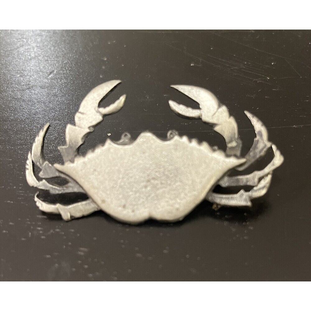Metzke VTG Pewter Crab Pin Brooch Beachy Sea Life Theme